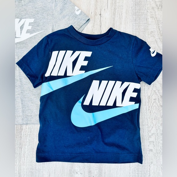 Nike Kids Swoosh Gray and Blue Cotton T-Shirts 4T - Picture 2 of 6